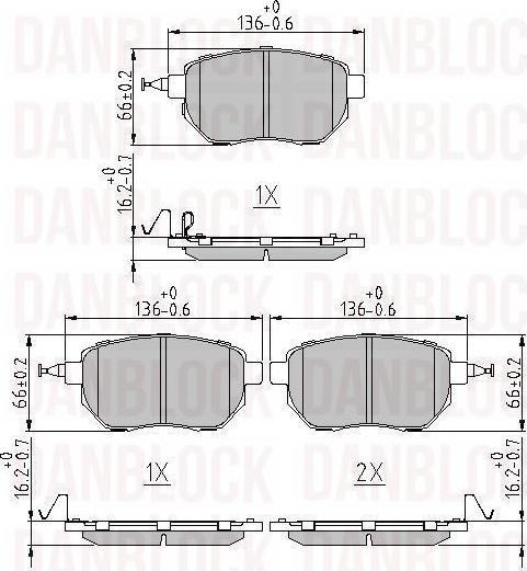 DAN-BLOCK DB 511296 - Kit de plaquettes de frein, frein à disque cwaw.fr