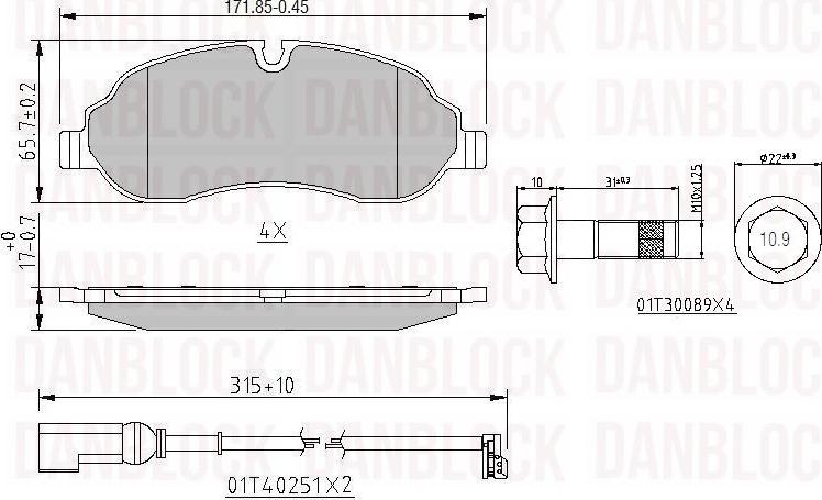 DAN-BLOCK DB 511205 - Kit de plaquettes de frein, frein à disque cwaw.fr