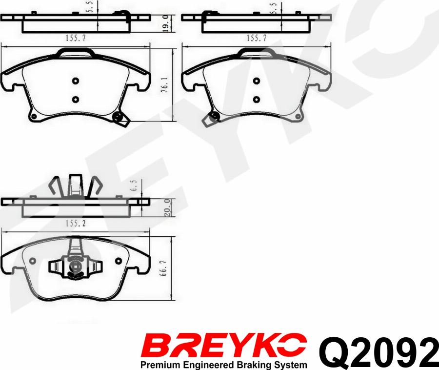 DAVID VASCO Q2092 - Kit de plaquettes de frein, frein à disque cwaw.fr