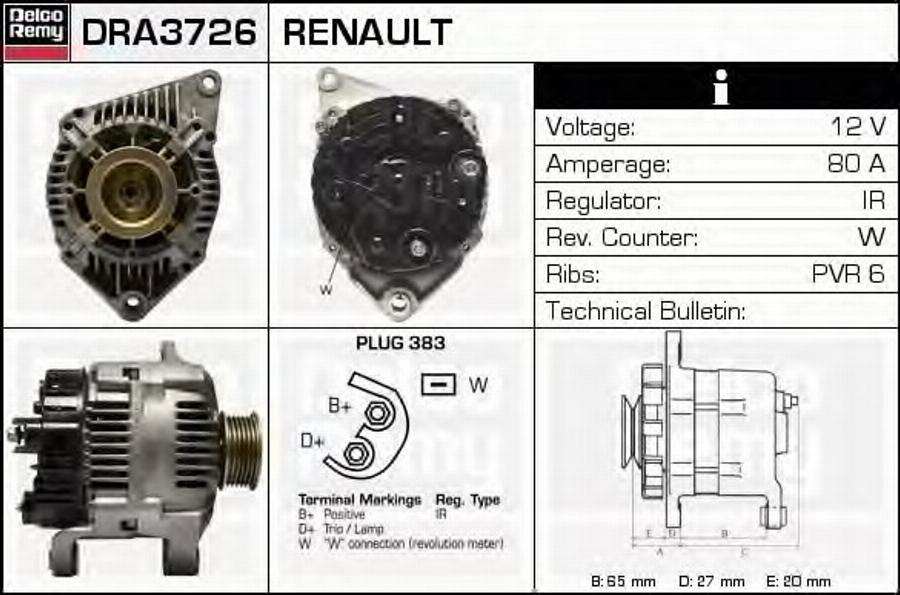 Delco Remy DRA3726 - Alternateur cwaw.fr