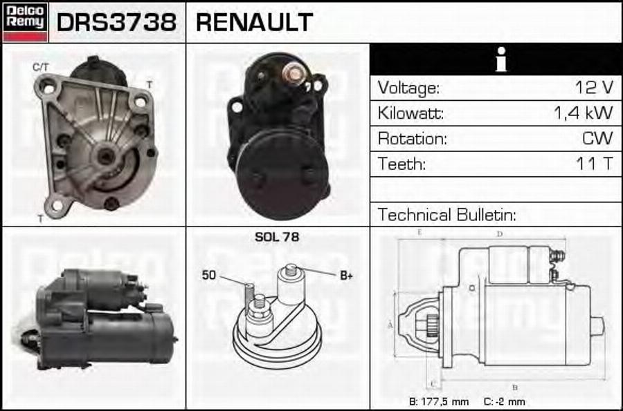 Delco Remy DRS 3738 - Démarreur cwaw.fr