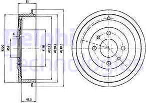 Delphi BF413 - Tambour de frein cwaw.fr