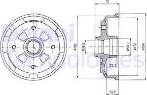 Delphi BF263 - Tambour de frein cwaw.fr