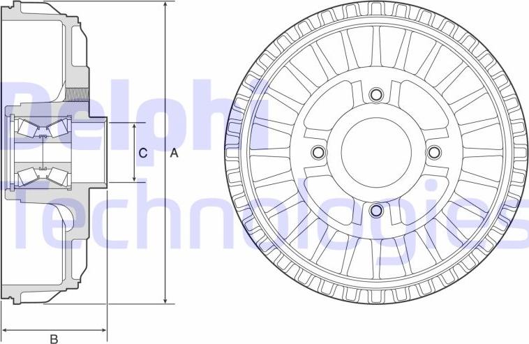 Delphi BFR622 - Tambour de frein cwaw.fr