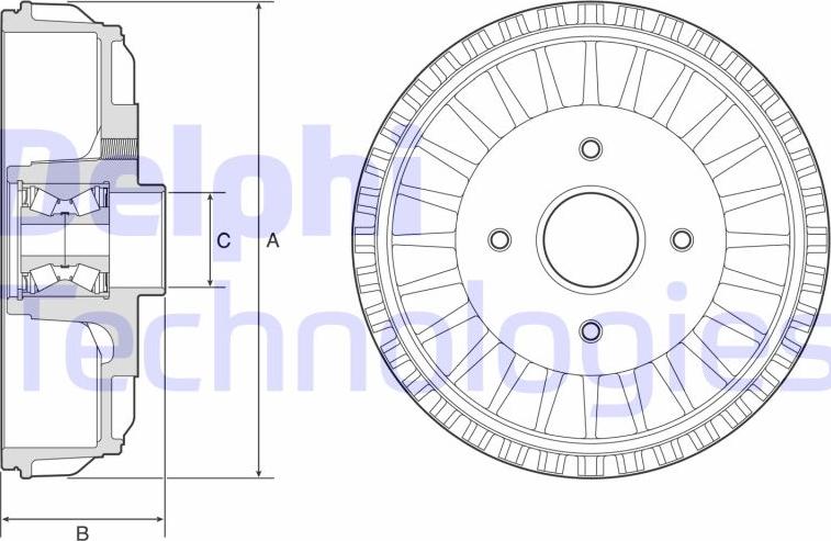 Delphi BFR768 - Tambour de frein cwaw.fr