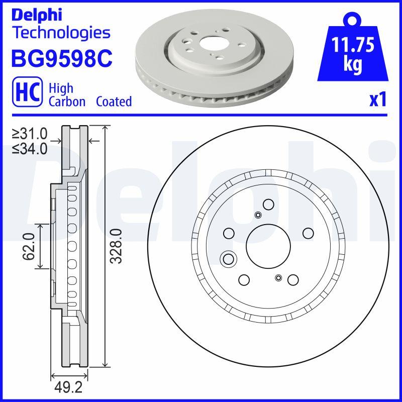 Delphi BG9598C - Disque de frein cwaw.fr