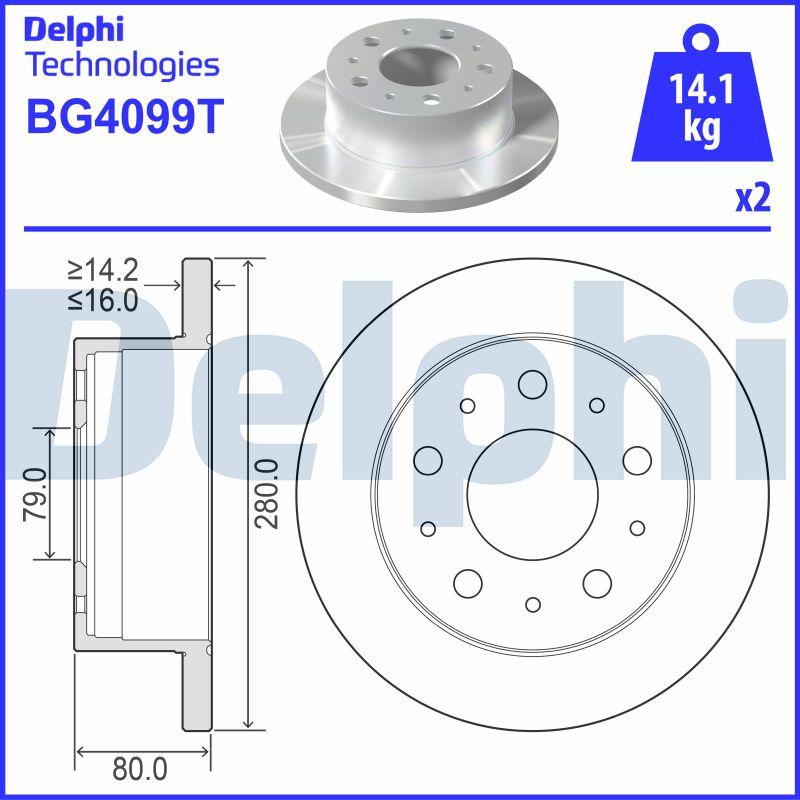 Delphi BG4099T - Disque de frein cwaw.fr