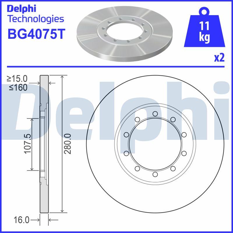 Delphi BG4075T - Disque de frein cwaw.fr