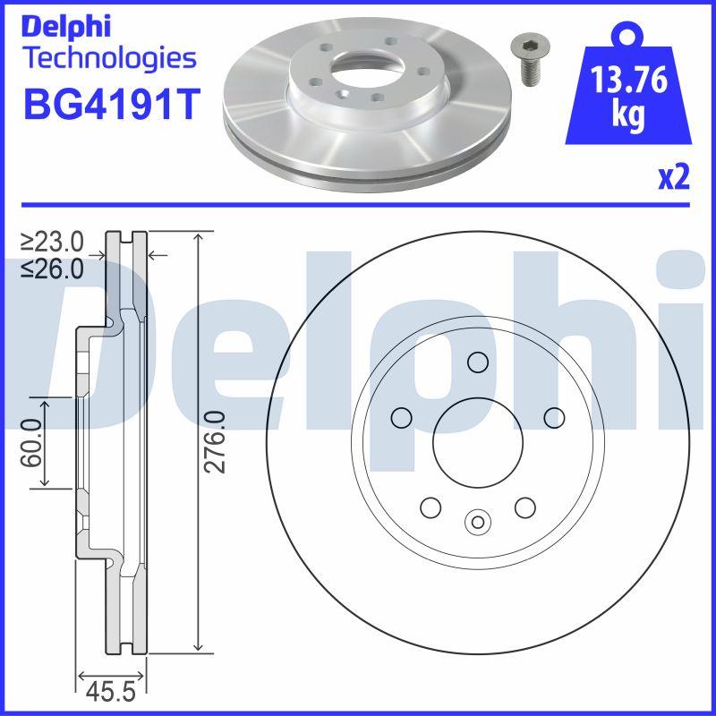 Delphi BG4191T - Disque de frein cwaw.fr