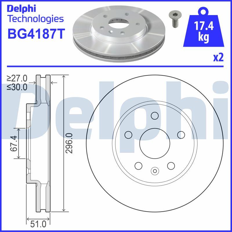 Delphi BG4187T - Disque de frein cwaw.fr