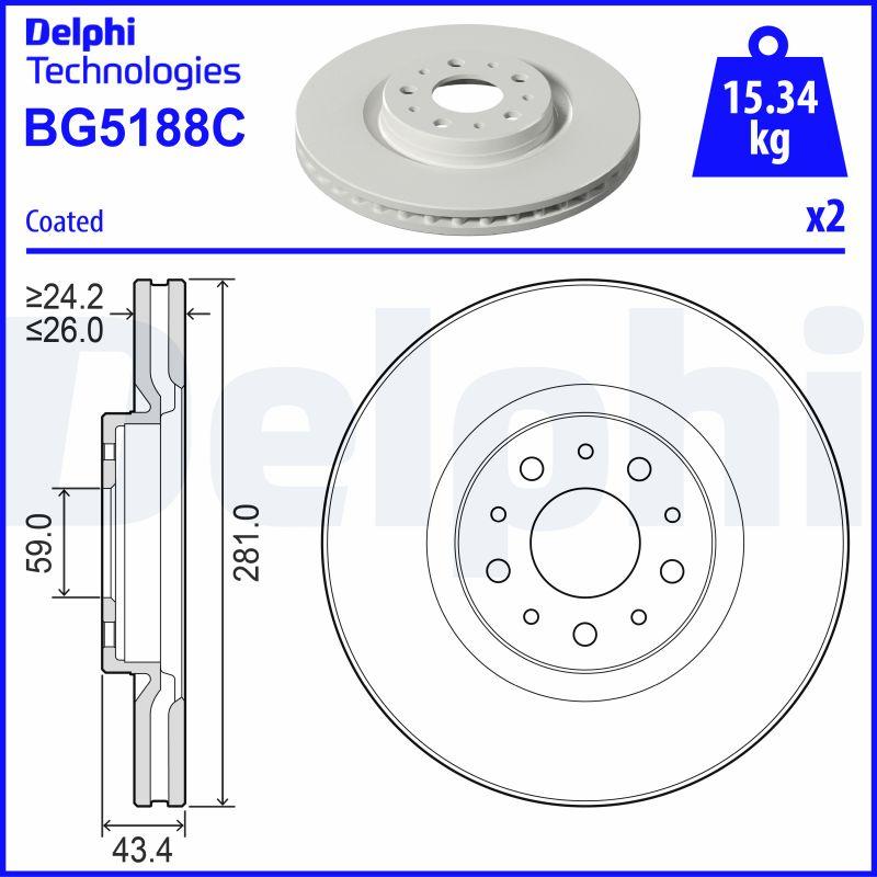 Delphi BG5188C - Disque de frein cwaw.fr