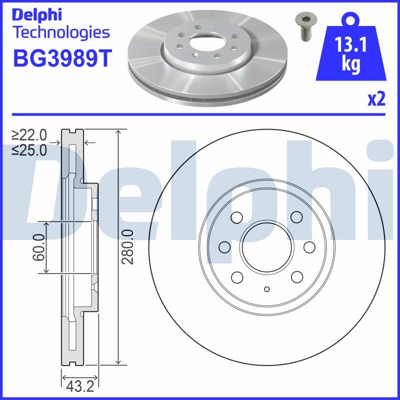 Delphi BG3989T - Disque de frein cwaw.fr