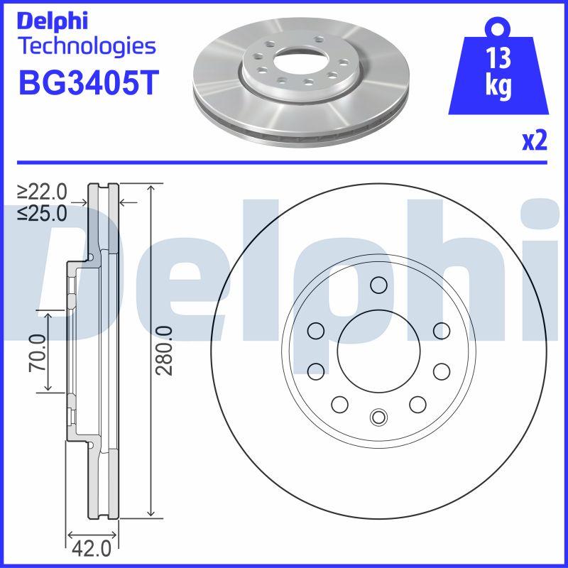 Delphi BG3405T - Disque de frein cwaw.fr