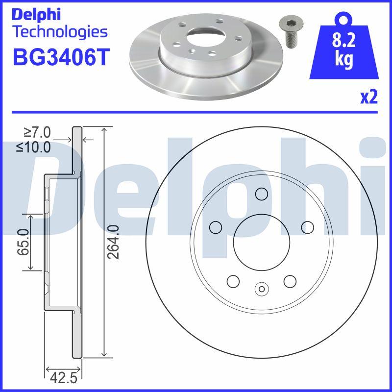 Delphi BG3406T - Disque de frein cwaw.fr