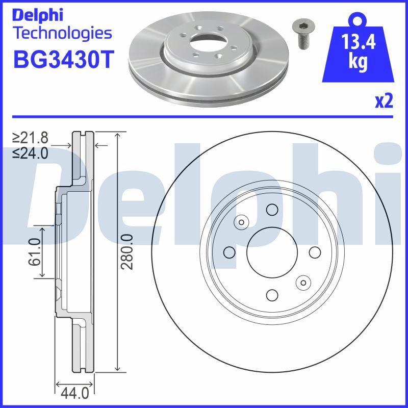 Delphi BG3430T - Disque de frein cwaw.fr