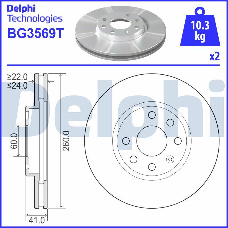 Delphi BG3569T - Disque de frein cwaw.fr