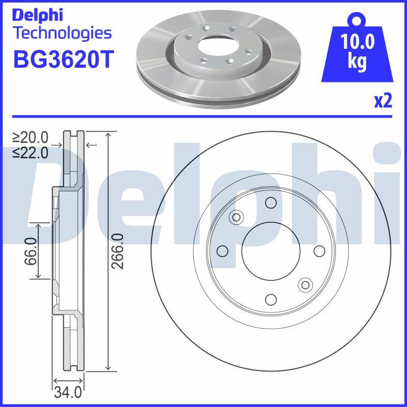 Delphi BG3620T - Disque de frein cwaw.fr