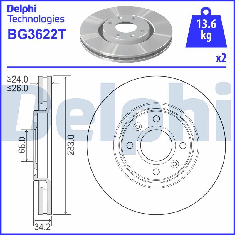 Delphi BG3622T - Disque de frein cwaw.fr