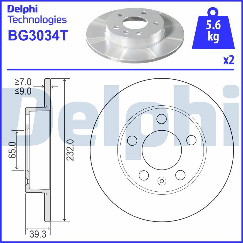 Delphi BG3034T - Disque de frein cwaw.fr