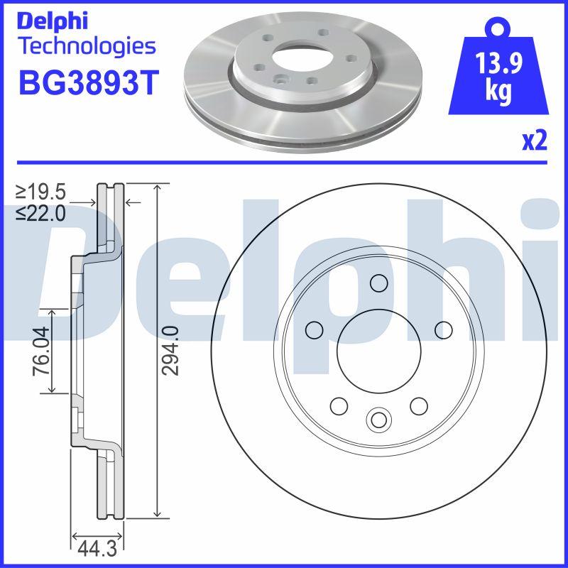 Delphi BG3893T - Disque de frein cwaw.fr