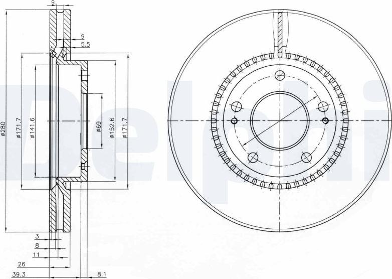 Delphi BG3861C18B1 - Disque de frein cwaw.fr