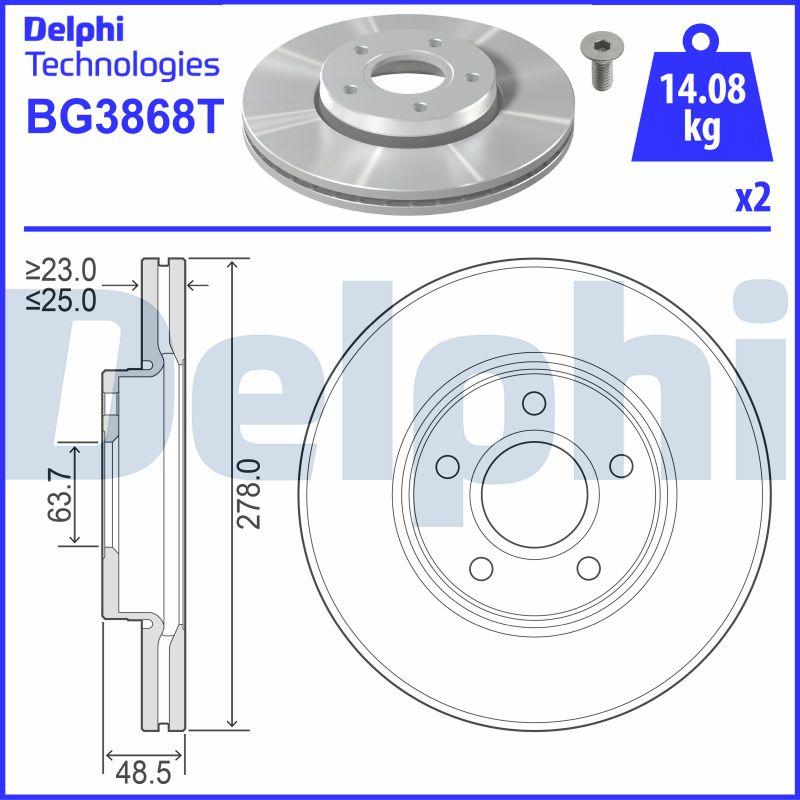 Delphi BG3868T - Disque de frein cwaw.fr