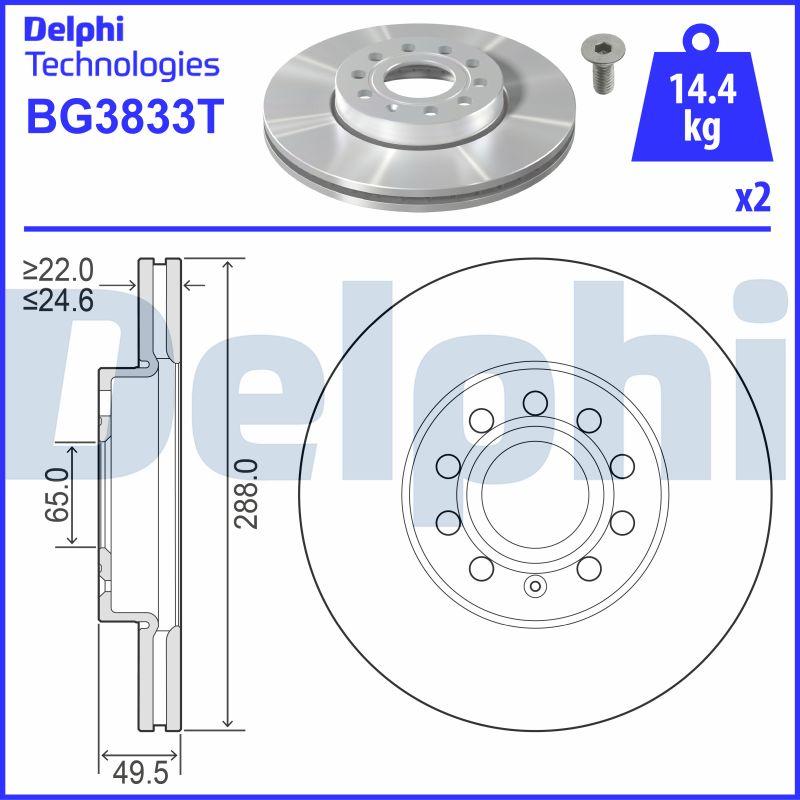 Delphi BG3833T - Disque de frein cwaw.fr