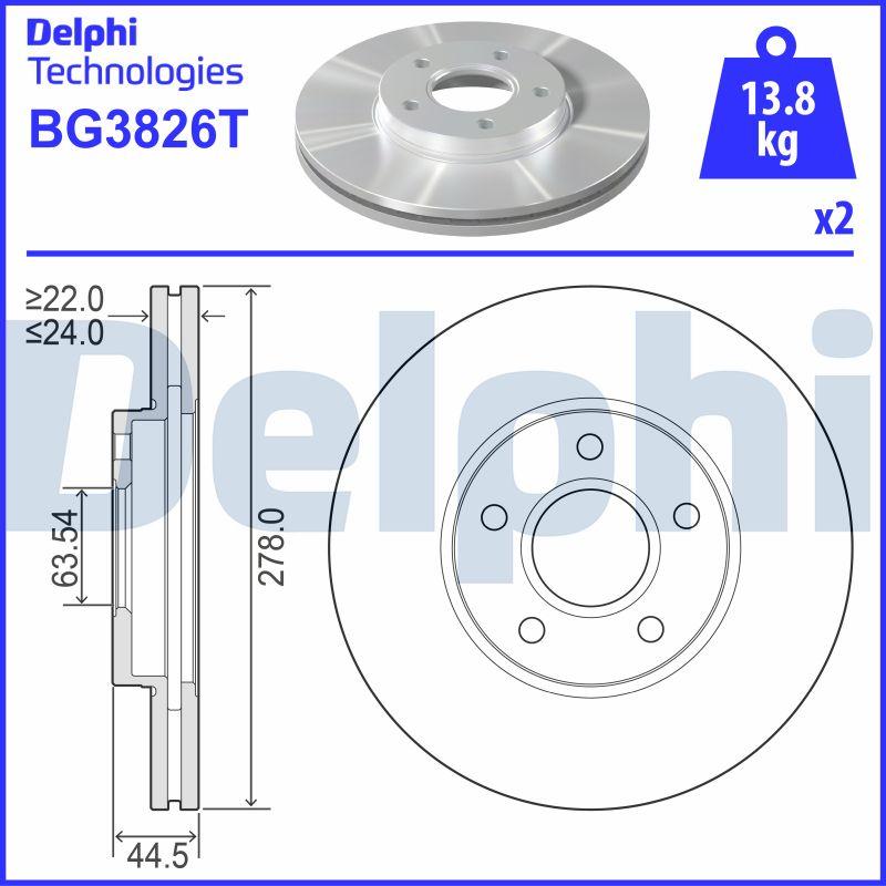 Delphi BG3826T - Disque de frein cwaw.fr