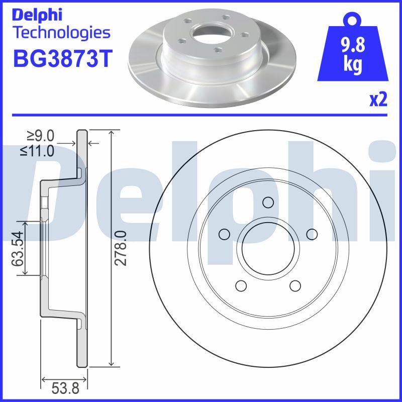 Delphi BG3873T - Disque de frein cwaw.fr