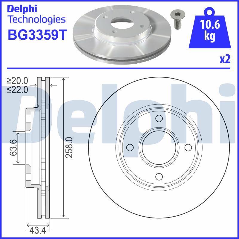 Delphi BG3359T - Disque de frein cwaw.fr