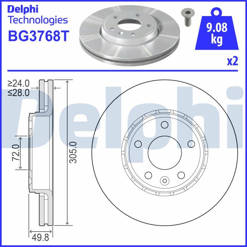 Delphi BG3768T - Disque de frein cwaw.fr