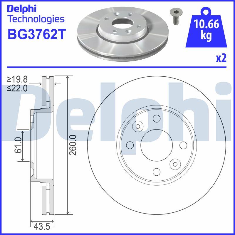 Delphi BG3762T - Disque de frein cwaw.fr