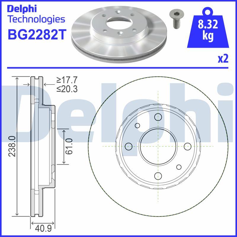 Delphi BG2282T - Disque de frein cwaw.fr