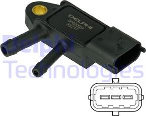 Delphi DPS00007 - Capteur, pression des gaz échappement cwaw.fr