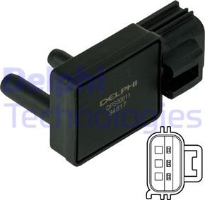 Delphi DPS00011 - Capteur, pression des gaz échappement cwaw.fr