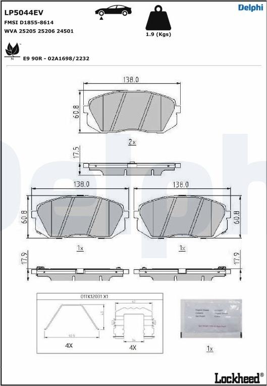 Delphi LP5044EV - Kit de plaquettes de frein, frein à disque cwaw.fr