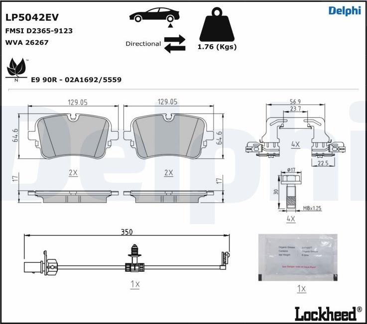 Delphi LP5042EV - Kit de plaquettes de frein, frein à disque cwaw.fr