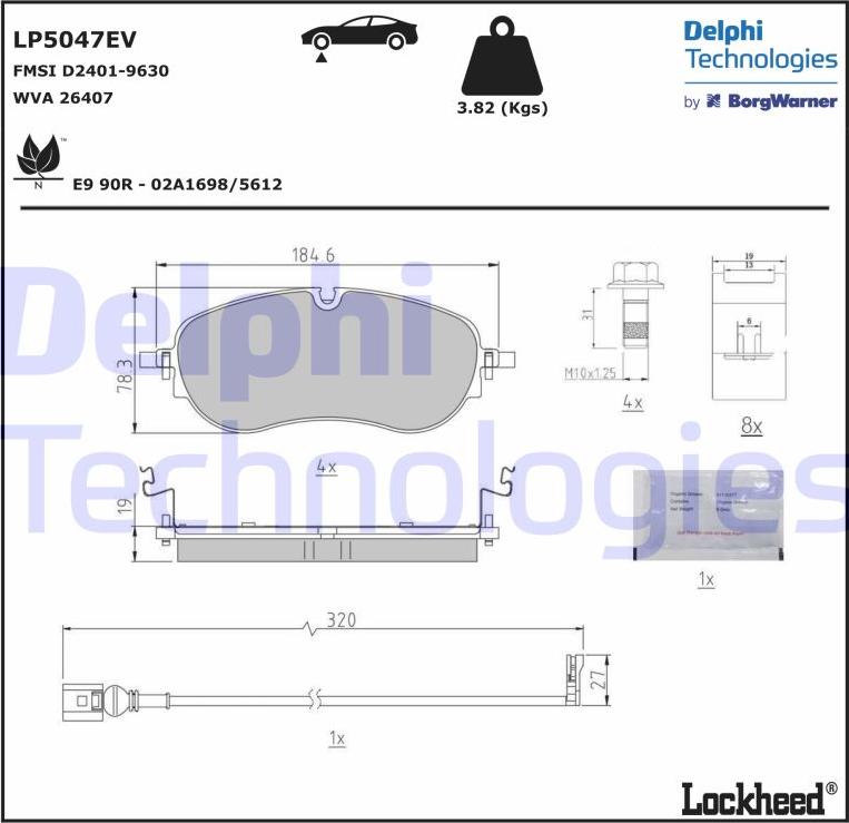 Delphi LP5047EV - Kit de plaquettes de frein, frein à disque cwaw.fr