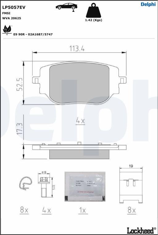 Delphi LP5057EV - Kit de plaquettes de frein, frein à disque cwaw.fr