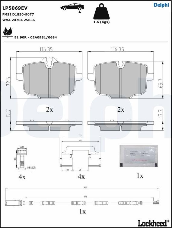 Delphi LP5069EV - Kit de plaquettes de frein, frein à disque cwaw.fr