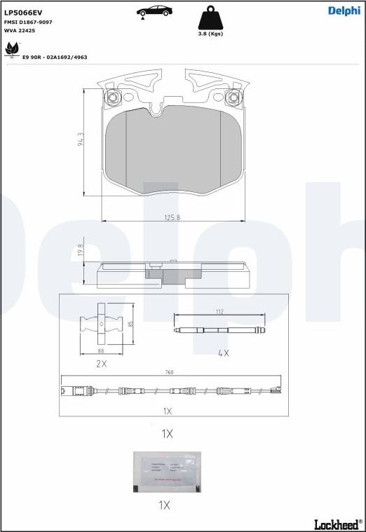 Delphi LP5066EV - Kit de plaquettes de frein, frein à disque cwaw.fr