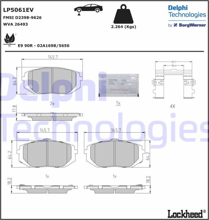 Delphi LP5061EV - Kit de plaquettes de frein, frein à disque cwaw.fr