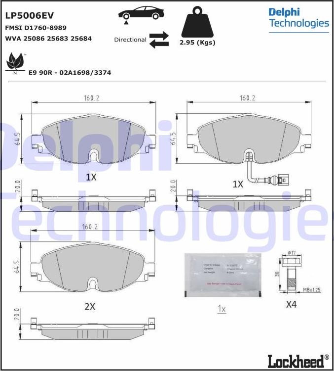 Delphi LP5006EV - Kit de plaquettes de frein, frein à disque cwaw.fr