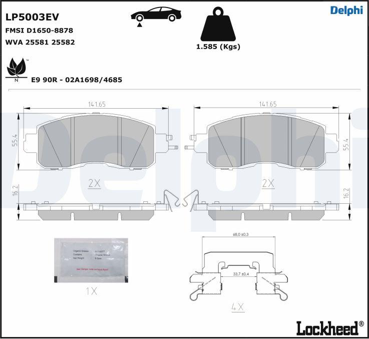 Delphi LP5003EV - Kit de plaquettes de frein, frein à disque cwaw.fr