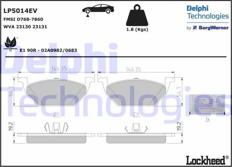 Delphi LP5014EV - Kit de plaquettes de frein, frein à disque cwaw.fr