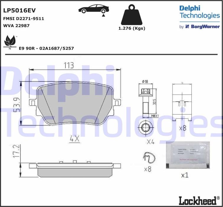 Delphi LP5016EV - Kit de plaquettes de frein, frein à disque cwaw.fr