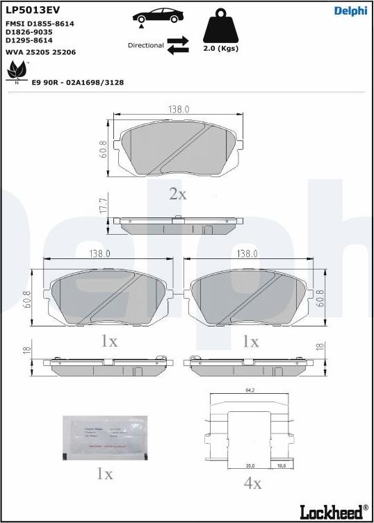 Delphi LP5013EV - Kit de plaquettes de frein, frein à disque cwaw.fr