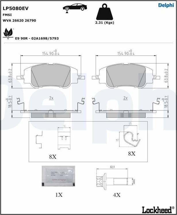 Delphi LP5080EV - Kit de plaquettes de frein, frein à disque cwaw.fr