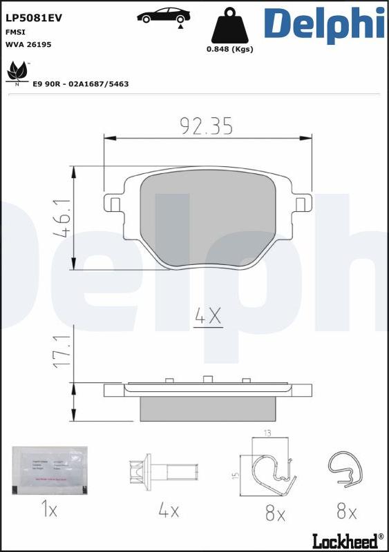 Delphi LP5081EV - Kit de plaquettes de frein, frein à disque cwaw.fr