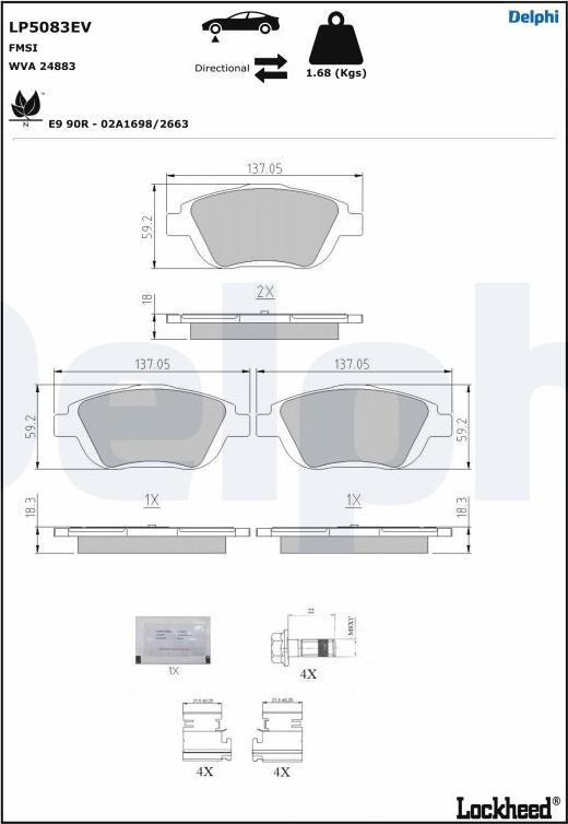 Delphi LP5083EV - Kit de plaquettes de frein, frein à disque cwaw.fr